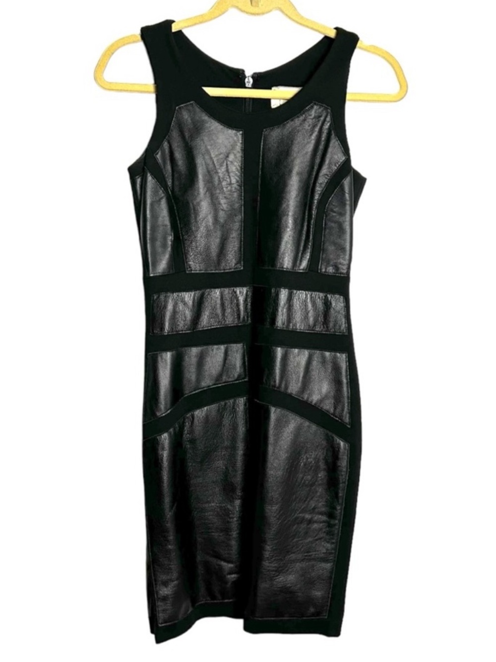 Nicole Miller Artelier leather panel dress EUC SZS black